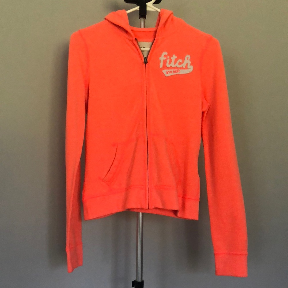 Abercrombie Kids Bright Orange Zip Up Hoodie In Size Extra Large XL
